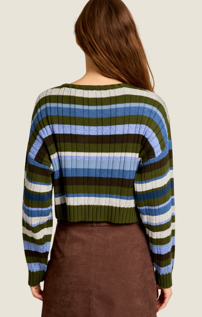 Le lis olive striped knit cropped sweater 
IWT3182-OLV