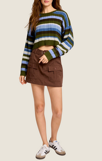 Le lis olive striped knit cropped sweater 
IWT3182-OLV