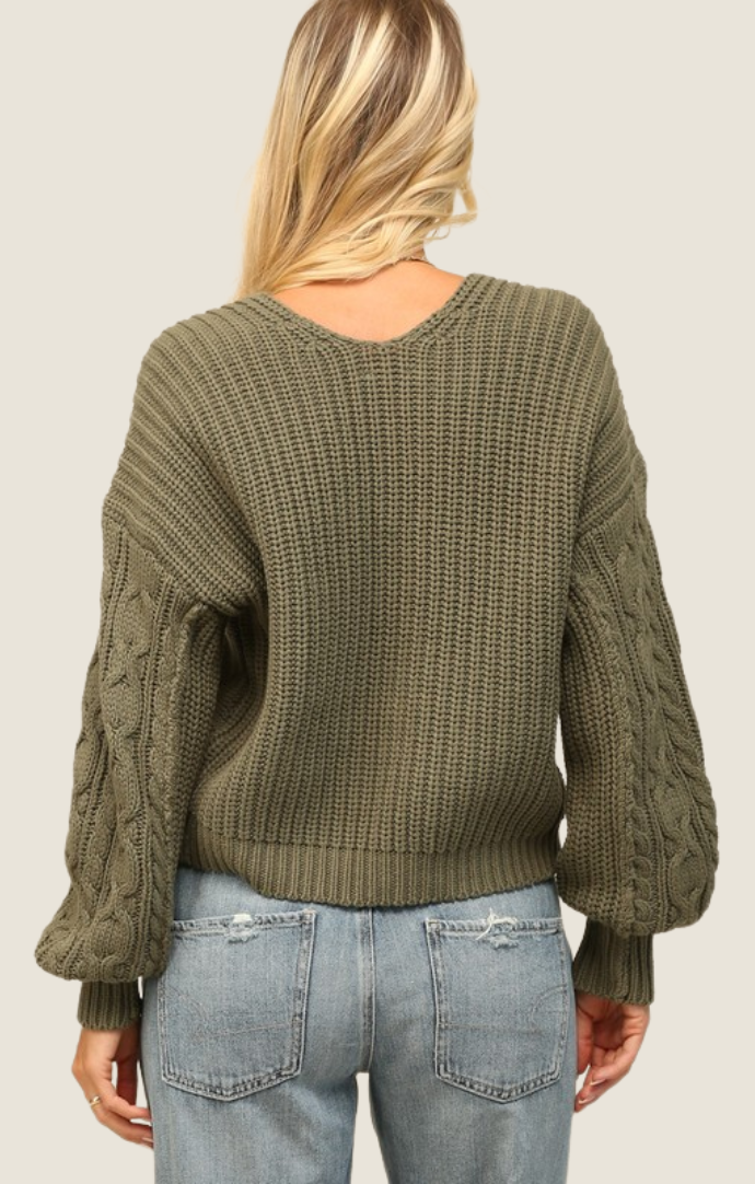 KyeMi olive vneck knit sweater 
30889-OLV