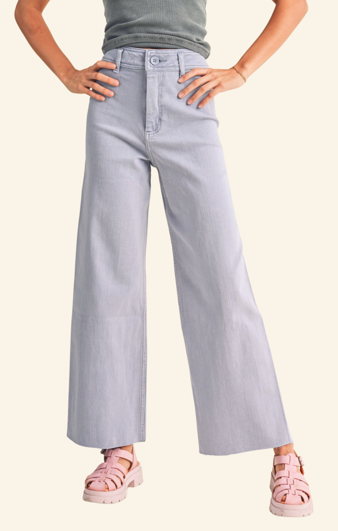 Miou Muse Periwinkle Lavender Wide Leg Jeans