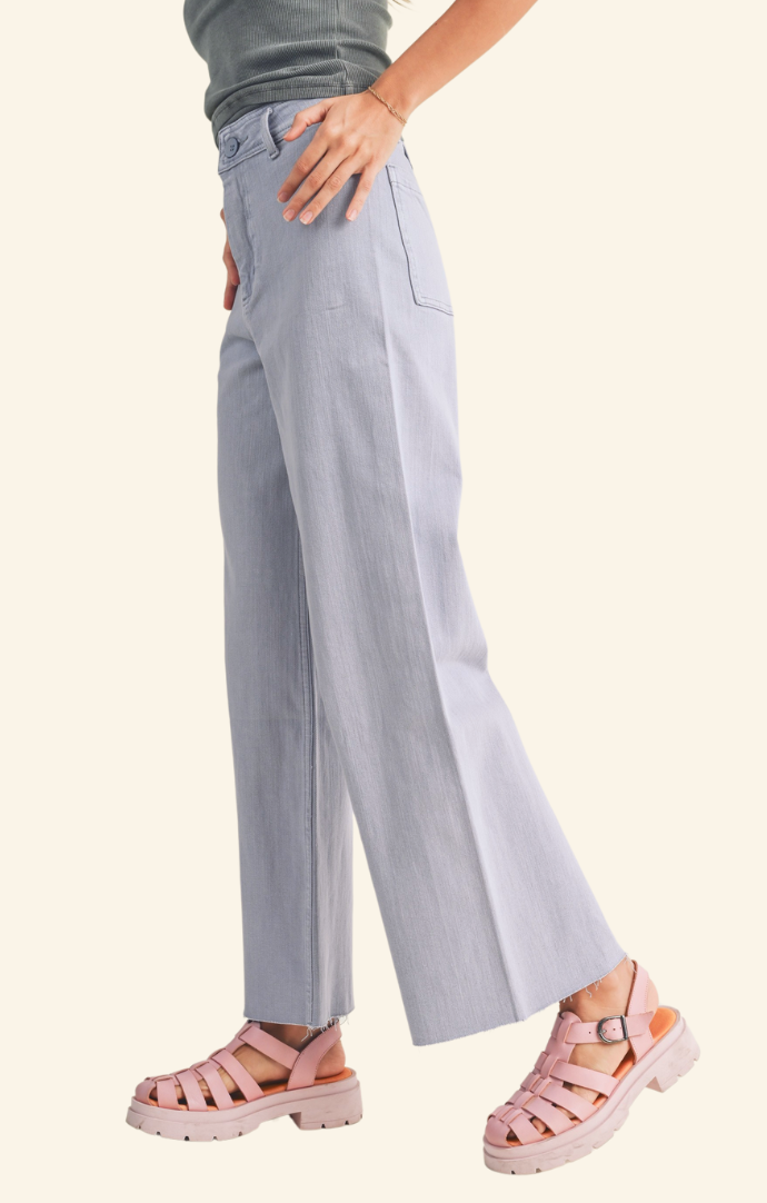 Miou Muse Periwinkle Lavender Wide Leg Jeans