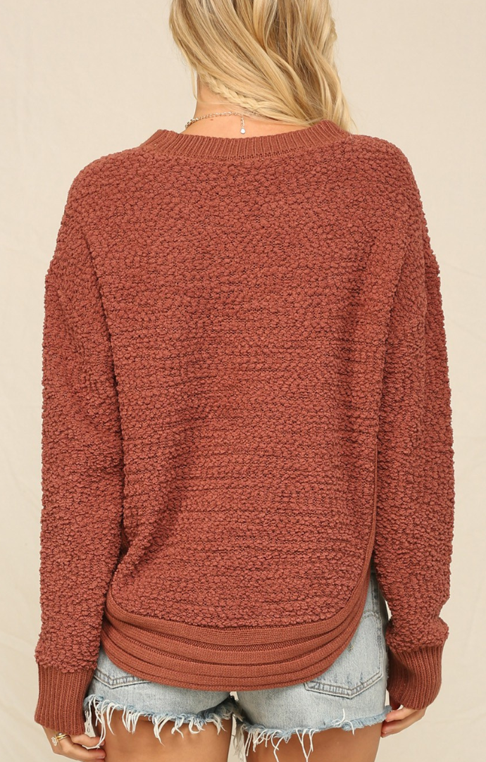 KyeMi rustic brick dolman sleeve knit sweater 30895-RSTCBRK