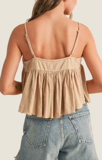 Miou Muse tan crochet lace trim camisole 
T4101-TAN