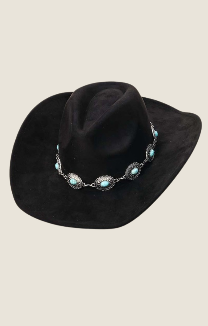 FA turquoise oval stone strap cowboy hat 