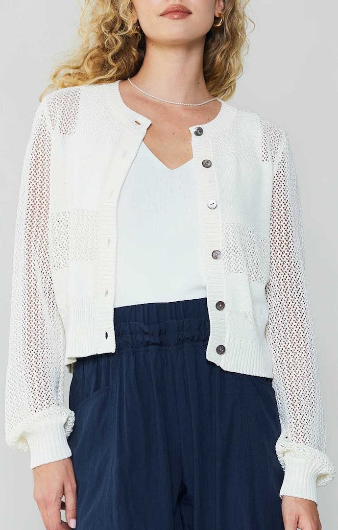 Current Air White Button Down Cardigan