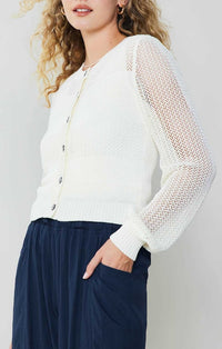 Current Air White Button Down Cardigan