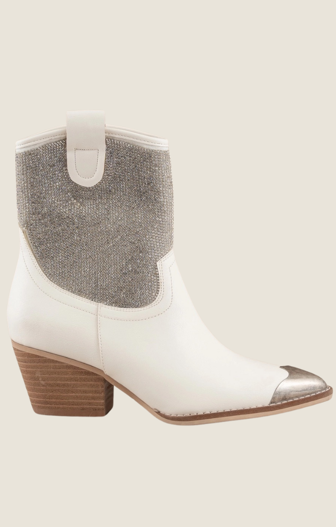 Oasis Society White Wren Rhinestone Bootie