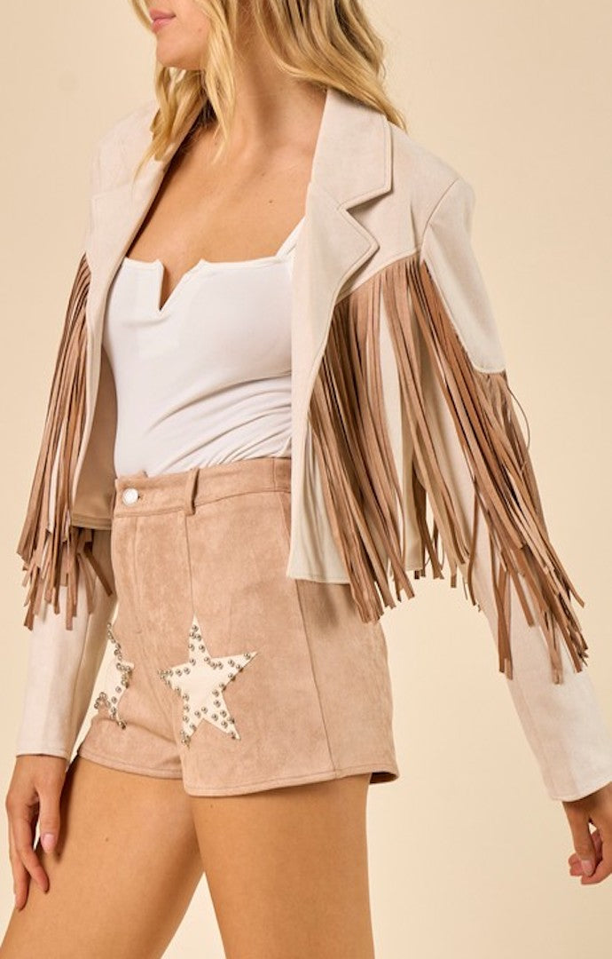 Beige shop fringe jacket